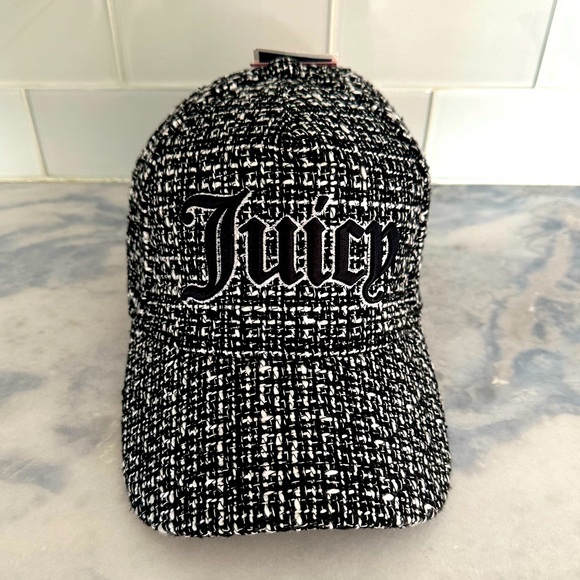 COPY - Juicy Couture Houndstooth Black and White Tweed Baseball Cap new with ta… - Picture 8 of 10